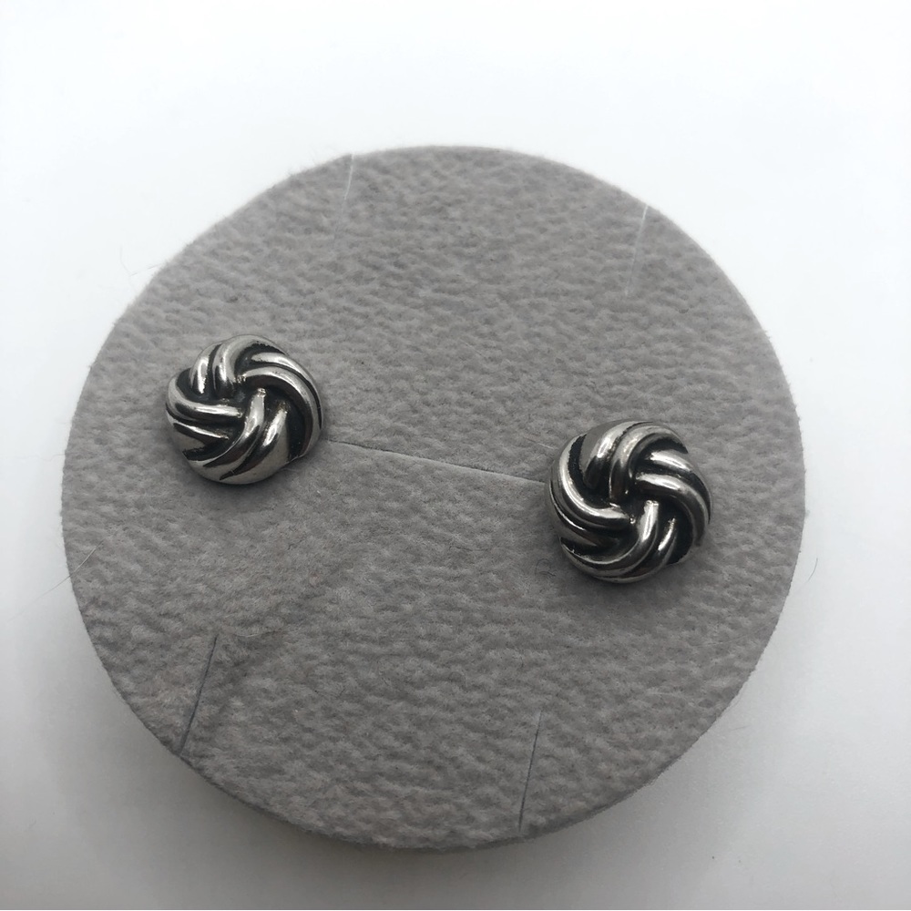 VTG Sterling Silver Dome Shaped Knot Stud Earrings .5”